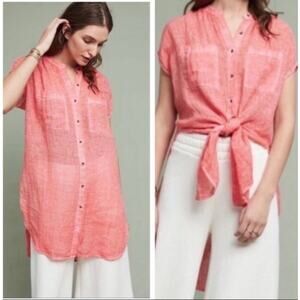 Anthropologie Holding Horses Light Pink Longline Linen Tunic Medium